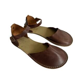 Ruby Barefoot Leather Close Toe Minimalist Sandals 37 Brown Handmade US 6.5 7